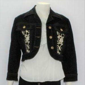 Fabulosity women black Denim jacket long sleeve